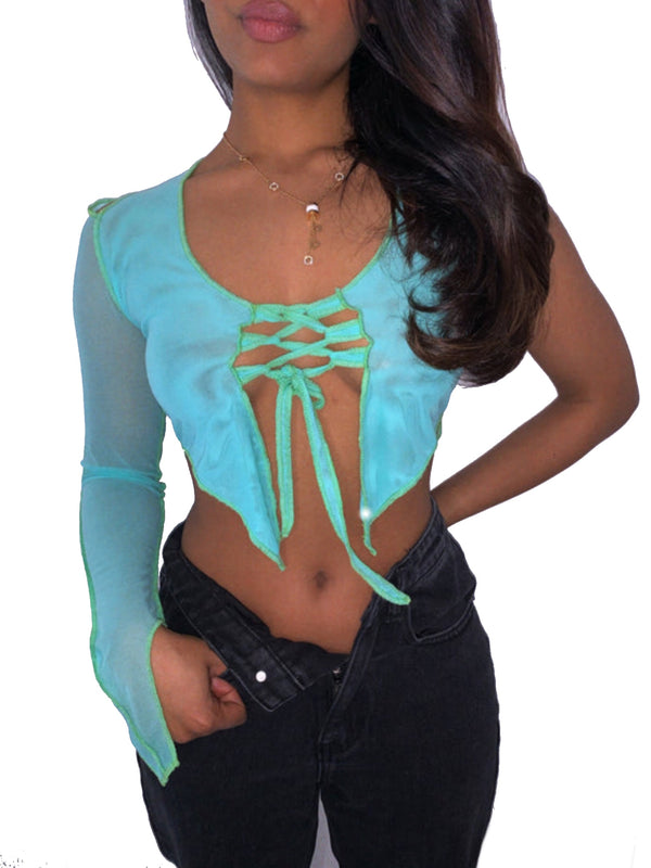 Tropical Storm Mesh Top (Mermaid Mint) (Handmade Collection) SS21