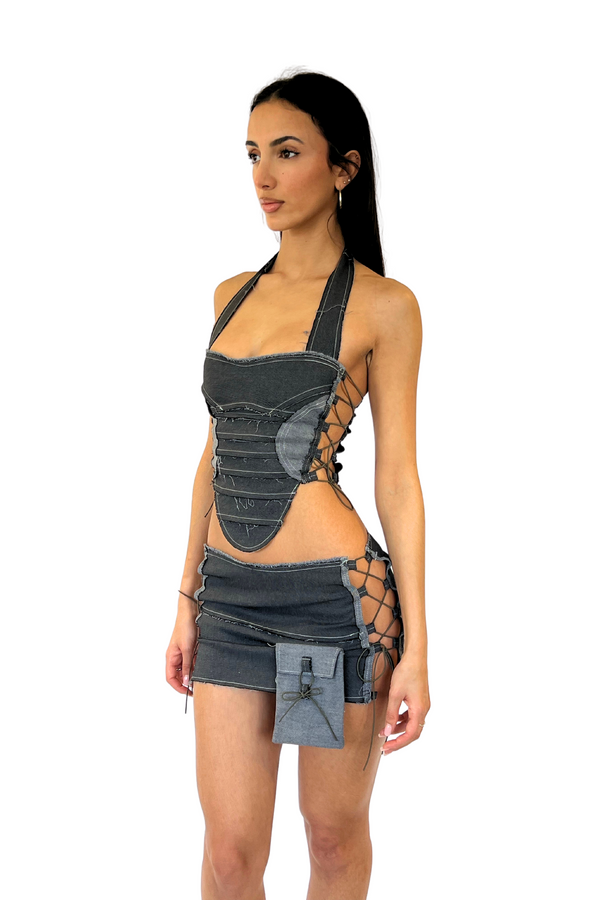 DUSTY DENIM MINI SKIRT
