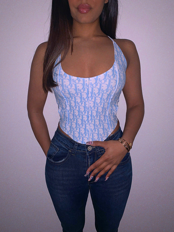 Dior Cloud Blue Corset Top (Handmade Collection)